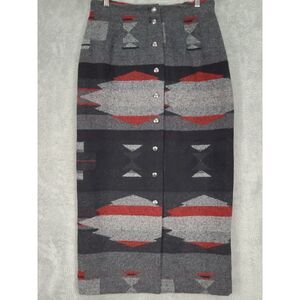 Vintage Northern Isles A Line Button‎ UP Skirt Sz 6 Aztec Pattern Wool Blend NWT